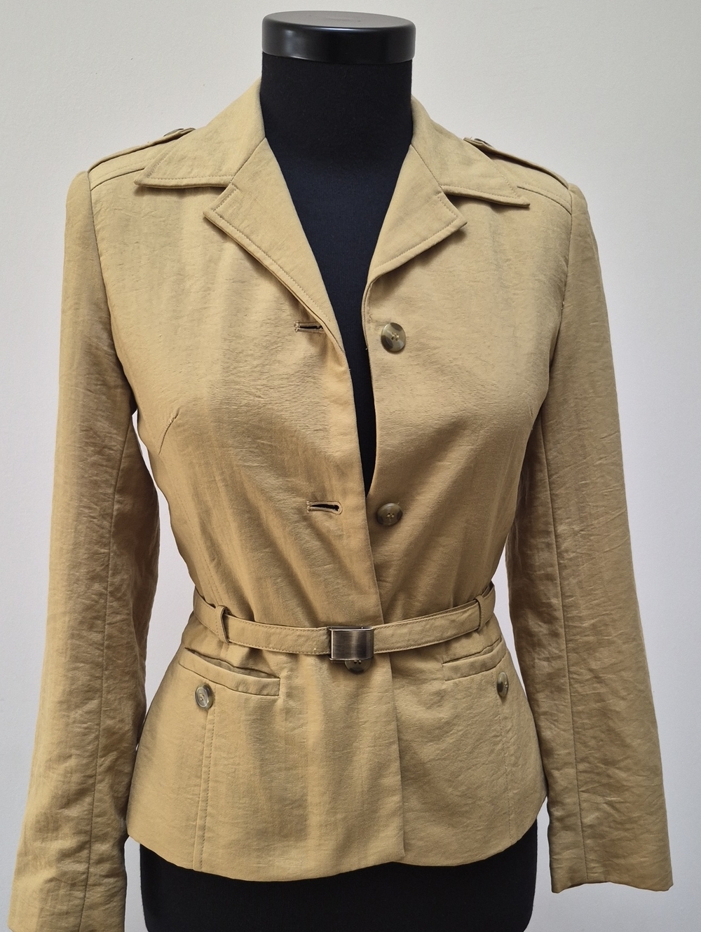 Tailored Tan Belted Blazer Jacket